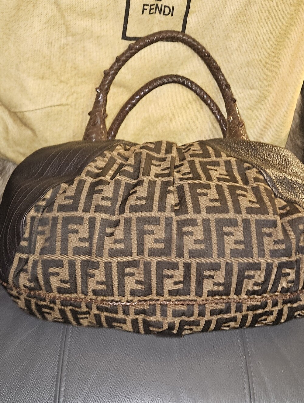 FENDI Nappa Nuvolata Vitello Tortuga Spy Bag - Picture 12 of 16